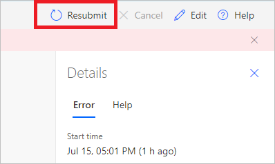 A screenshot that displays the resubmit button.