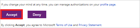 Image showing options to authorize access to your Visual Studio account.