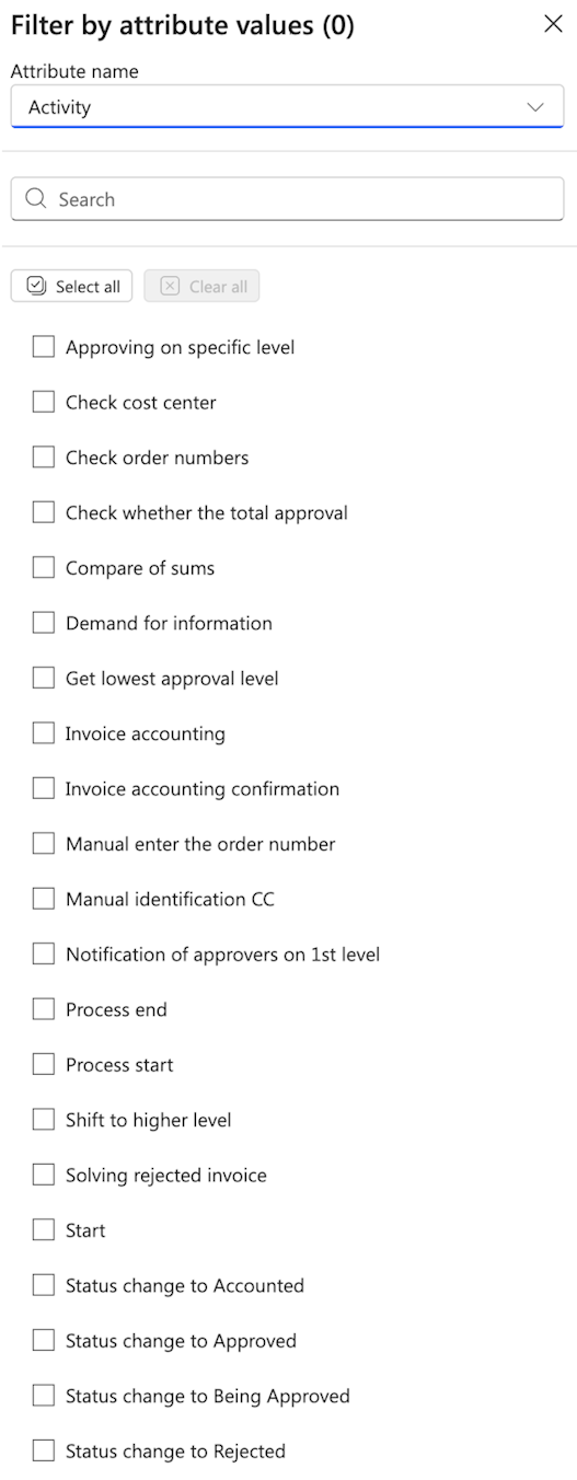 Screenshot of the attribute filter settings panel.