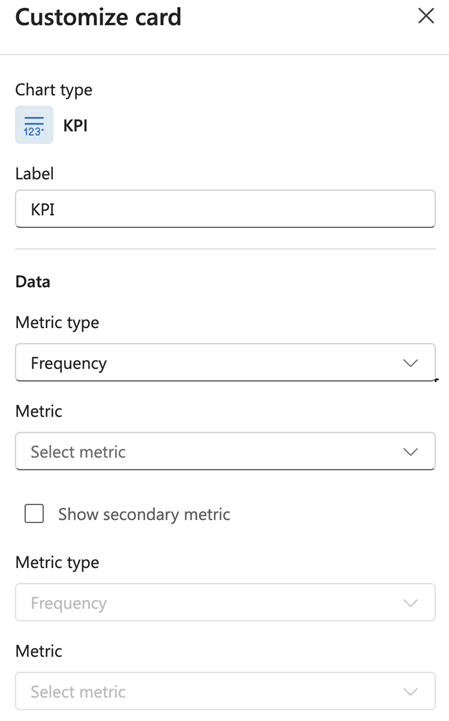 Screenshot of the KPI card customization panel.