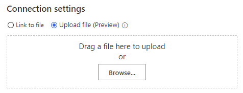 Screenshot of the Upload file selection and Browse button.