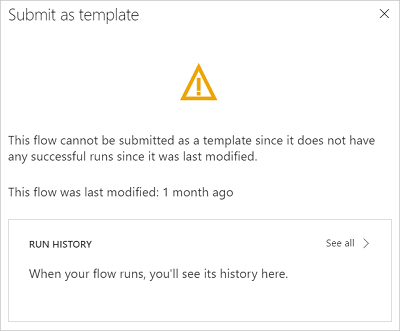 Screenshot showing warning message of no successful runs.