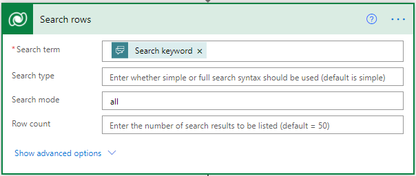 Search mode example.