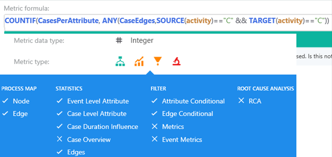 Screenshot of expression for event and edge case aggregation.