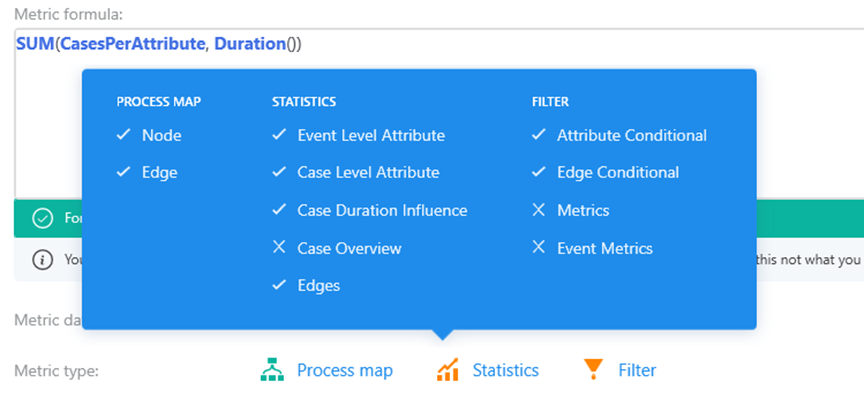 Screenshot of the expression for standard financial case level metrics.