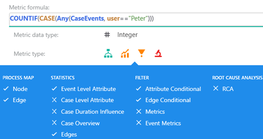 Screenshot of expression for event-case-event aggregation.
