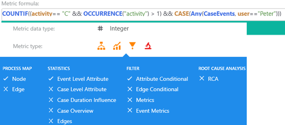 Screenshot of expression for event-case-event conditional aggregation.