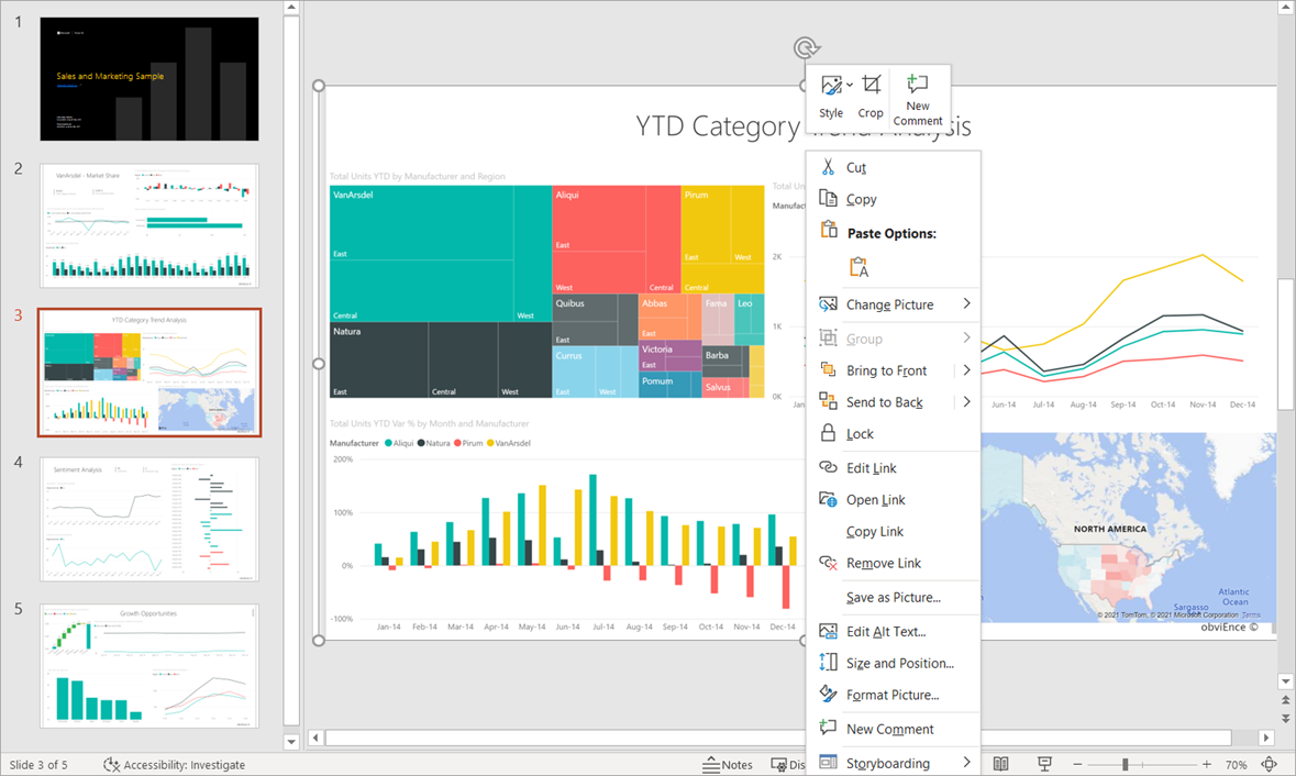 how to put power bi in presentation mode
