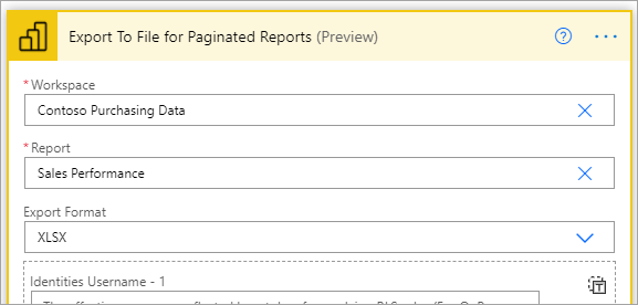 Screenshot that shows the Export to File for Paginated Reports dialog box.