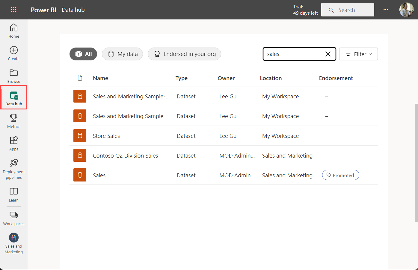 Screenshot of Data hub, get files.