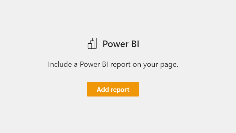 Screenshot of the SharePoint new report dialog asking to include a report on your page with add report button displayed.