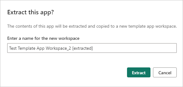 Screenshot of confirmation message to Extract this app.