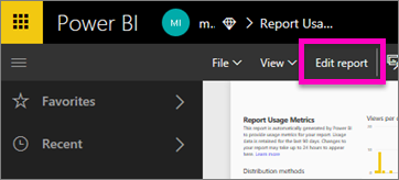 Screenshot showing select Edit report.