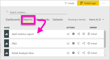 Screenshot showing Reports tab.