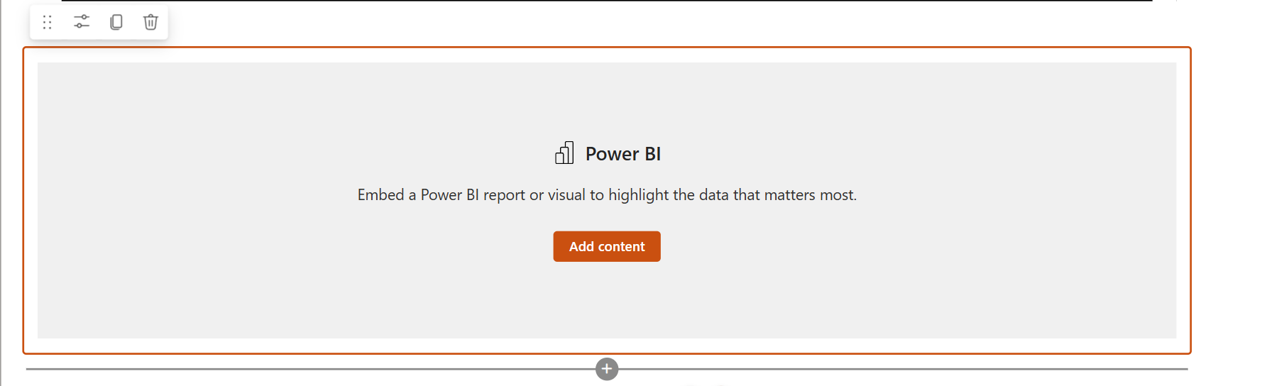 Screenshot of the SharePoint new report dialog asking to include a content on your page with add report button displayed.