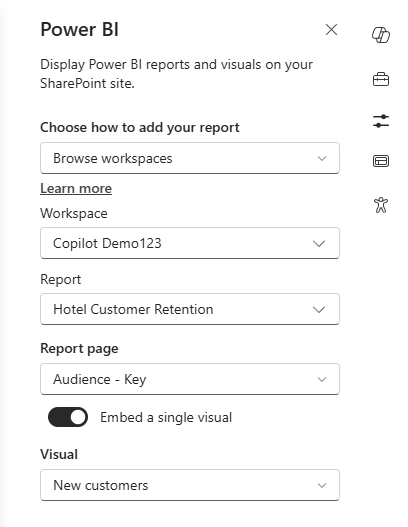 Screenshot of the new option to embed a visual.