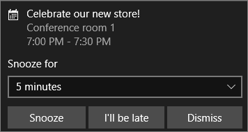 Screenshot of the Outlook event notification triggered by Power Automate.