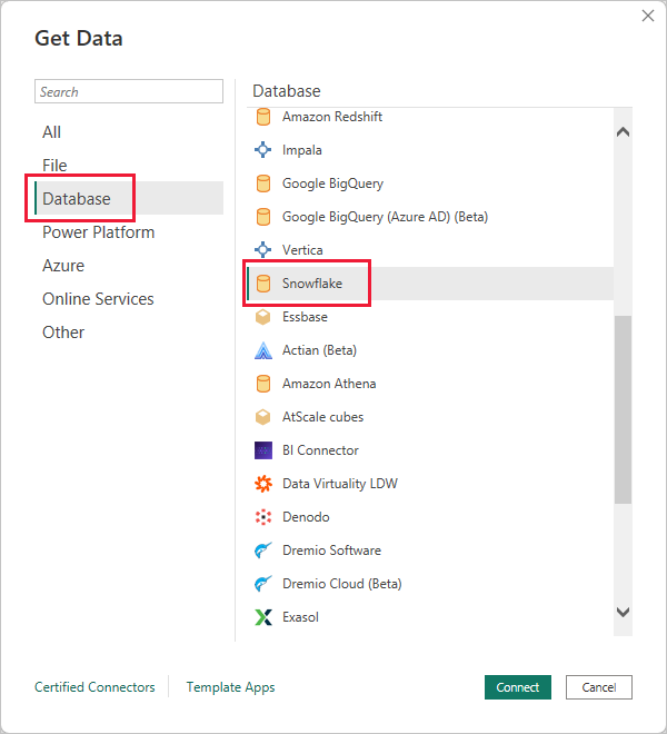 Import data from Snowflake to Power Bi