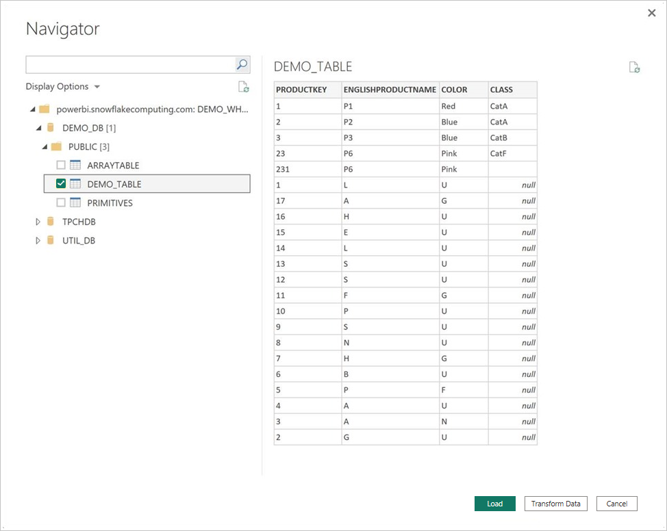 Import data from Snowflake to Power Bi