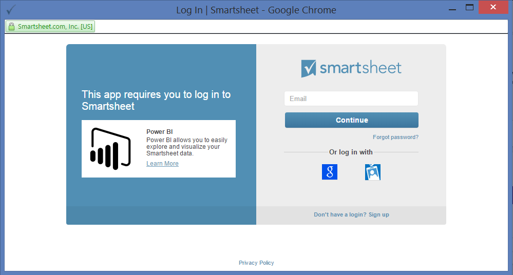 Smartsheet sign-in