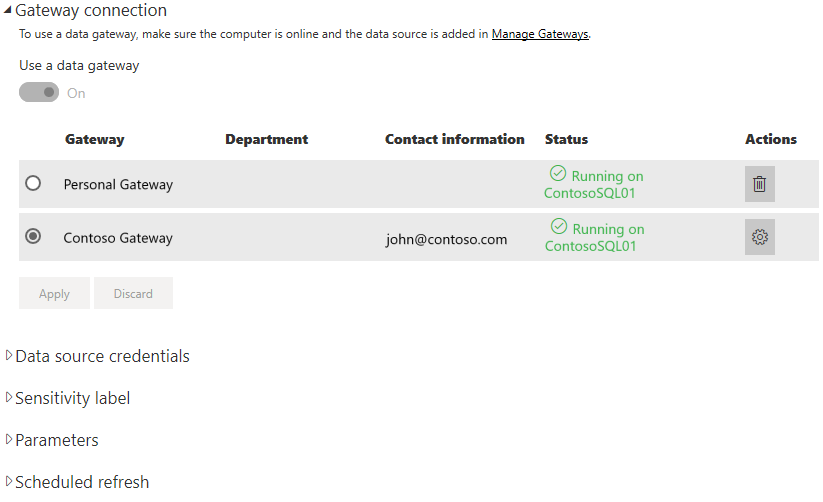 Screenshot of how to create gateway connection.