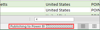 status bar for publishing to Power BI