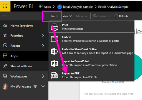 Screenshot showing how to select Export from the menu bar.