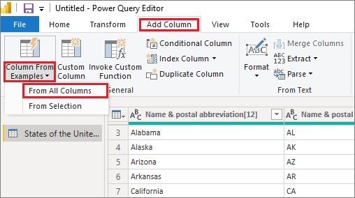 Add a column from examples in Power BI Desktop - Power BI