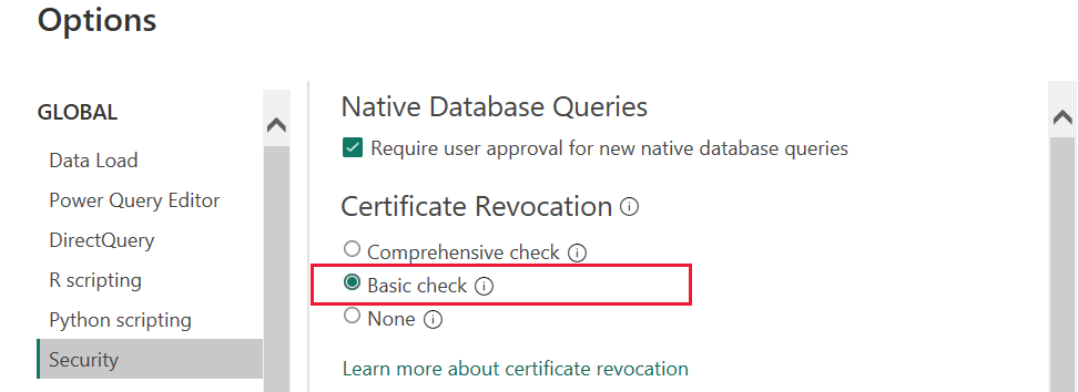 Screenshot of the check certification revocation dialog box.