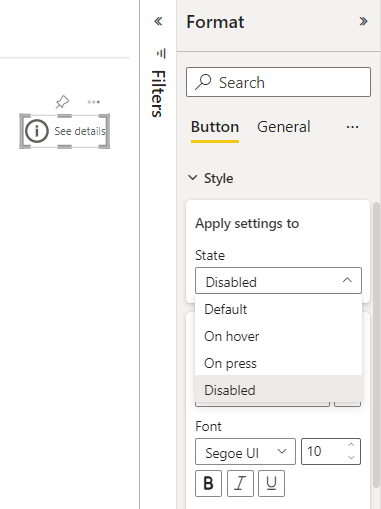 Screenshot showing customized disabled button formatting.
