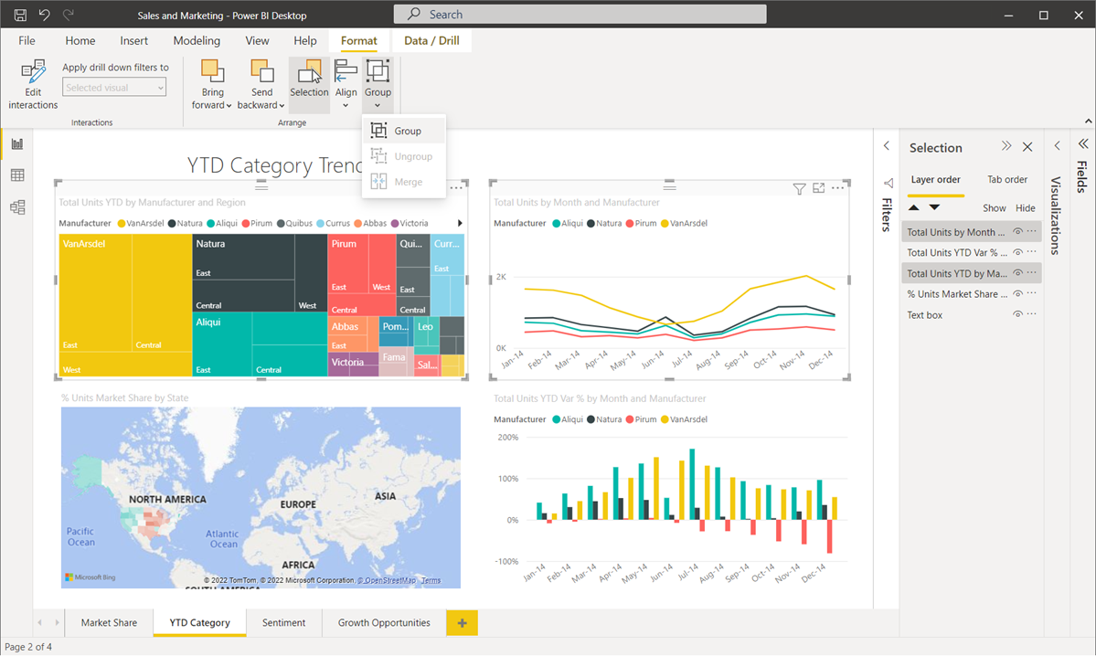 Group Visuals In Power BI Desktop Reports Power BI Microsoft Learn