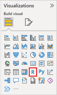 Screenshot of the Visualization pane, highlighting the R Visual icon.