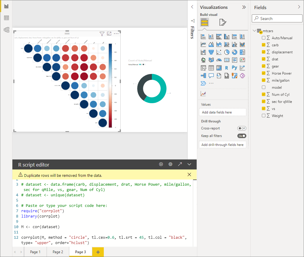 Screenshot of the R visual circle plot example.