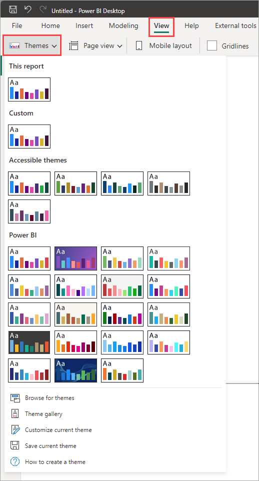 Use report themes in Power BI Desktop - Power BI