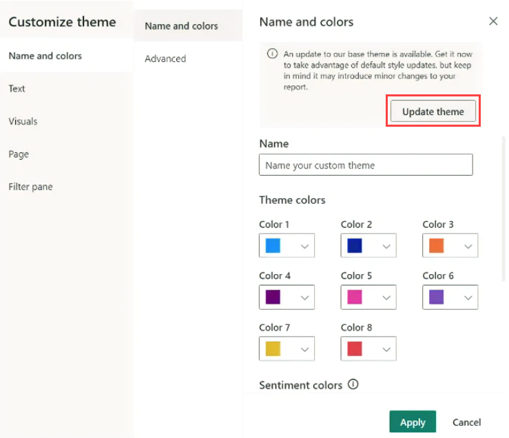 Use report themes in Power BI Desktop - Power BI