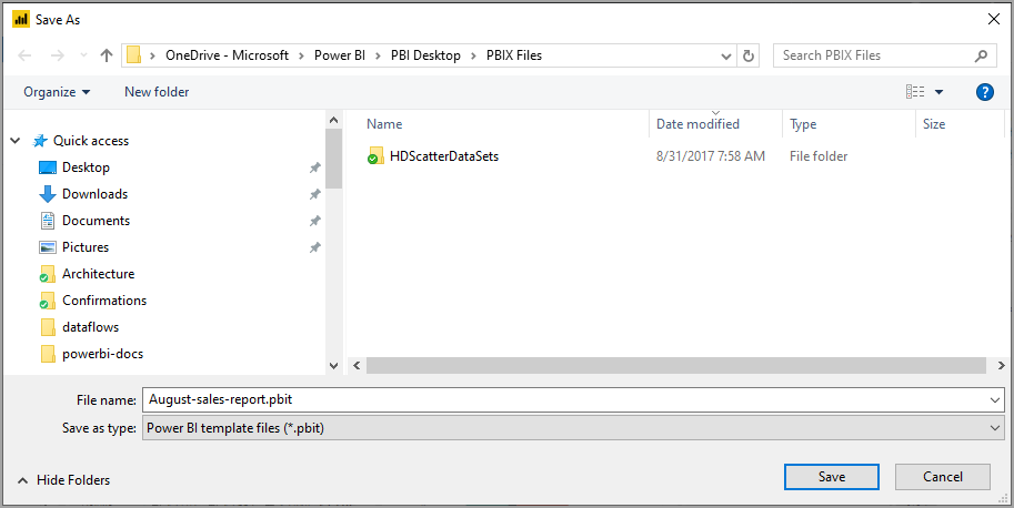 Screenshot of the Template's file location.