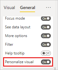 Screenshot shows the Personalize visual slider.