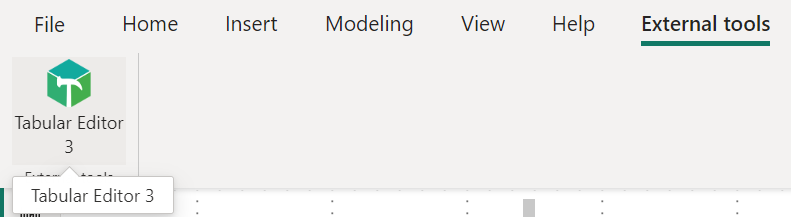 Screenshot of the Tabular Editor in the External Tools ribbon.
