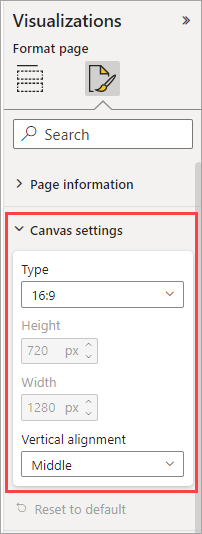 Screenshot showing change canvas settings.