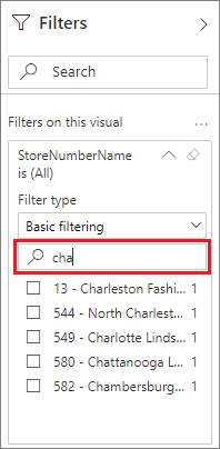Search in a filter