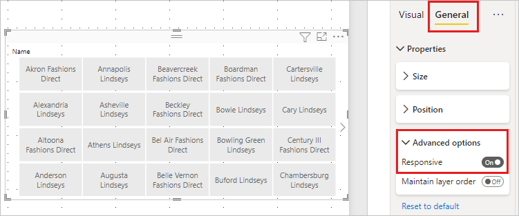 Screenshot shows the slicer is now responsive in Power BI service.