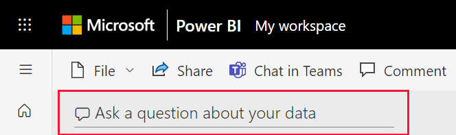 Screenshot highlighting the Power BI Q&A box.