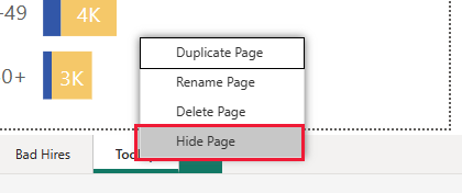 Screenshot shows the context menu with the option to hide the page.
