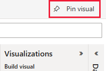 Screenshot shows the Pin visual option to add your new visualization to a dashboard.