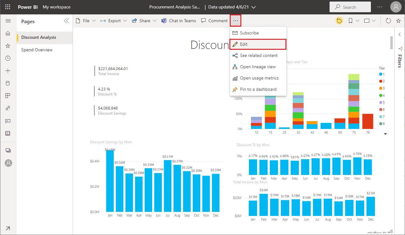 Create A Power Bi Dashboard From A Report - Power Bi | Microsoft Learn