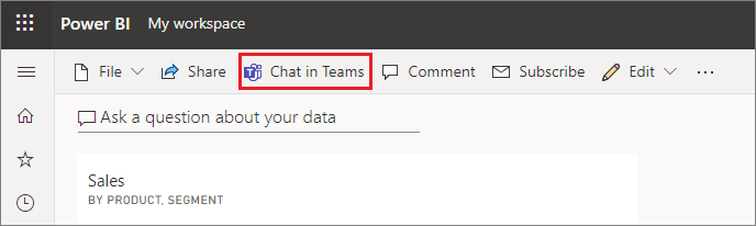 Screenshot of My workspace, highlighting the Chat in Teams option.