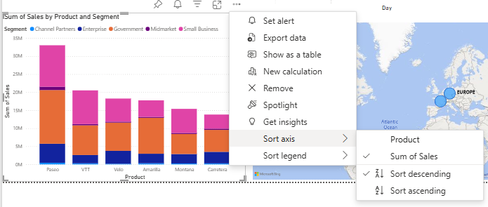 Screenshot of a stacked column chart in the report editor.