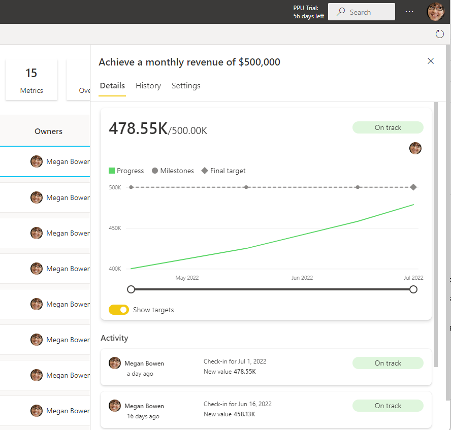 Stay on top of your metrics in Power BI - Power BI | Microsoft Learn