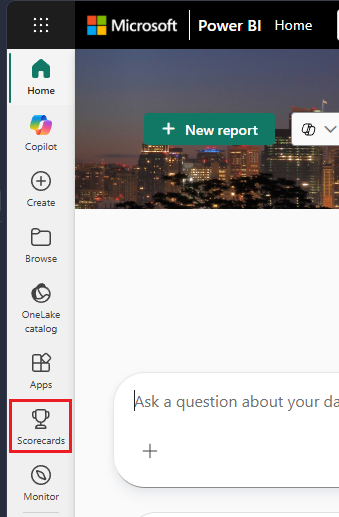Screenshot of Select Scorecards in the left nav.