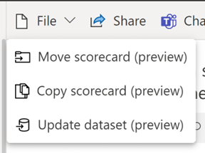 Screenshot of move and copy scorecard options in File menu.